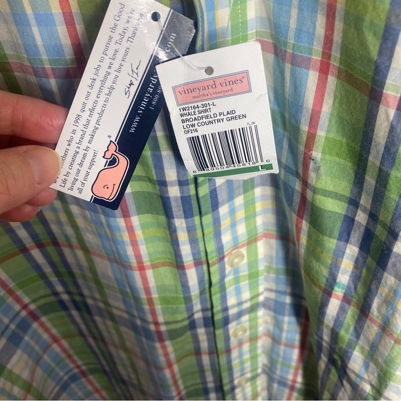 Vineyard Vines Plaid Whale Shirt NWT Easter Spring Long Sleeve Large - Picture 2 of 6